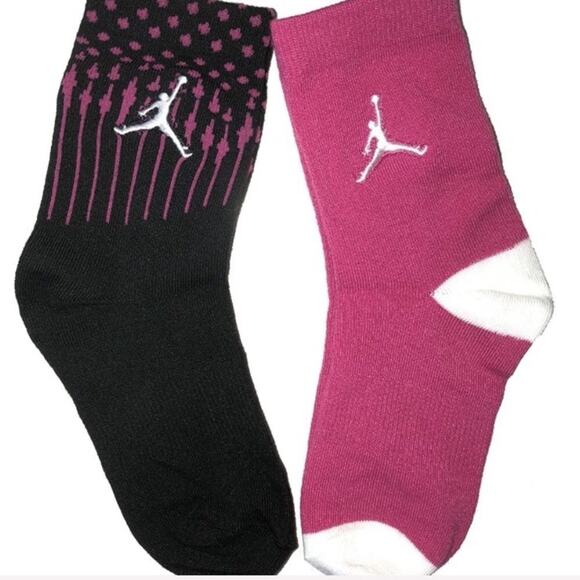 Michael’s Jordan Crew Socks 2 Pairs Pink Black - Picture 5 of 5